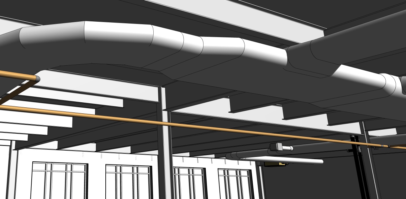 Revit model of ductwork at MCR Safety Office